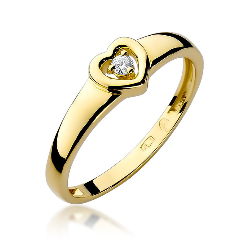 Inel Aur 14K cu Diamant Natural 0.04 ct — Aur galben