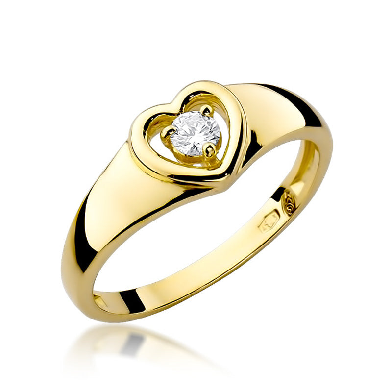 Inel Aur 14K cu Diamant Natural 0.10 ct — Aur galben