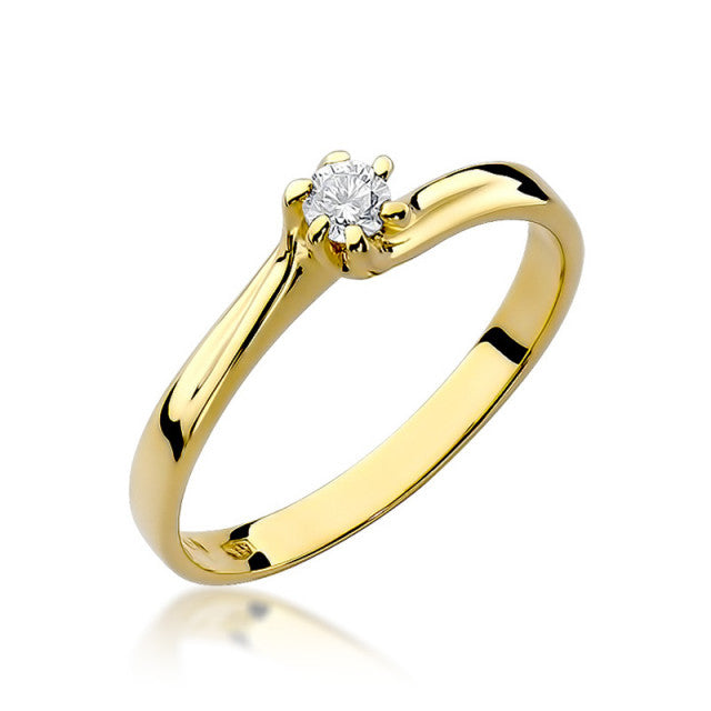 Inel Aur 14K cu Diamant Natural 0.10 ct — Aur galben