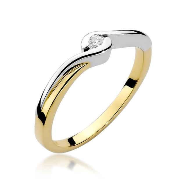 Inel Aur 14K cu Diamant Natural 0.05 ct — Aur galben