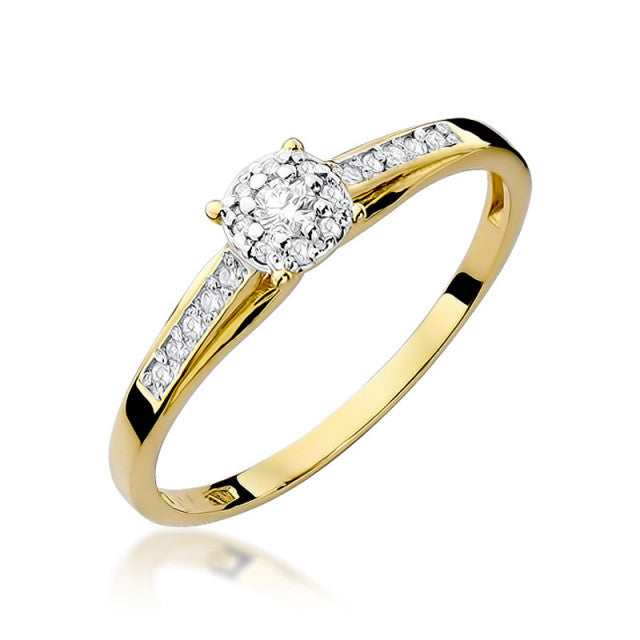 Inel Aur 14K cu Diamante Naturale 0.13 ct — Aur galben