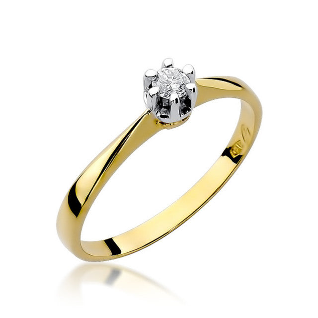 Inel Aur 14K cu Diamant Natural 0.10 ct — Aur galben