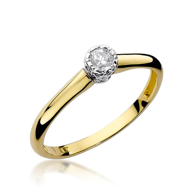 Inel Aur 14K cu Diamant Natural 0.13 ct — Aur galben