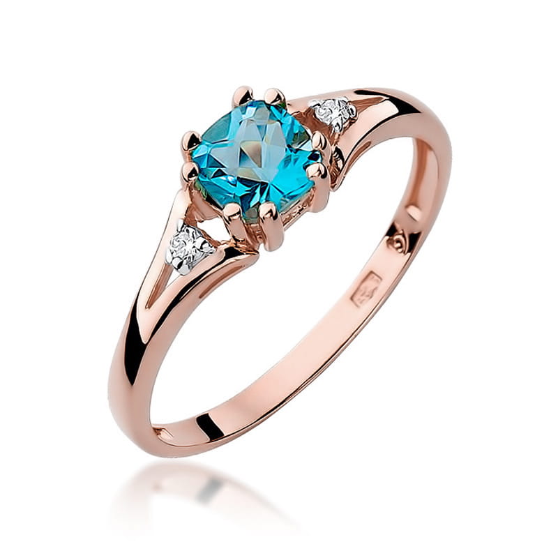 Inel Aur 14K cu Topaz Swiss 0.70 ct si Diamante Naturale 0.03 ct, imaginea 8 din 10