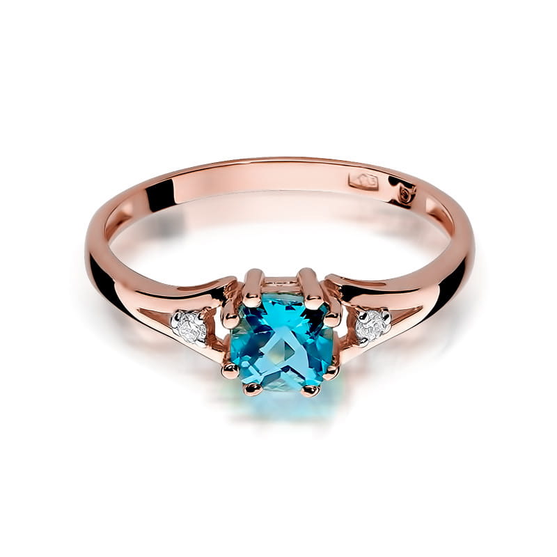 Inel Aur 14K cu Topaz Swiss 0.70 ct si Diamante Naturale 0.03 ct, imaginea 9 din 10