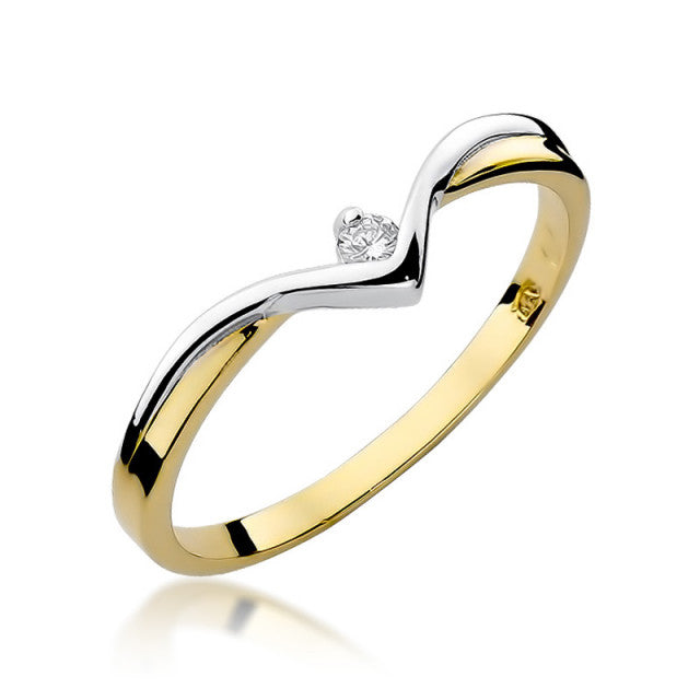 Inel Aur 14K cu Diamant Natural 0.04 ct — Aur galben