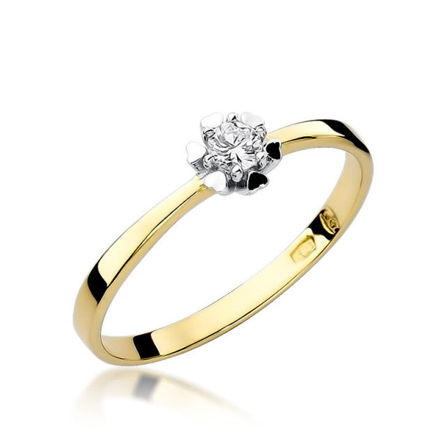 Inel Aur 14K cu Diamant Natural 0.10 ct — Aur galben