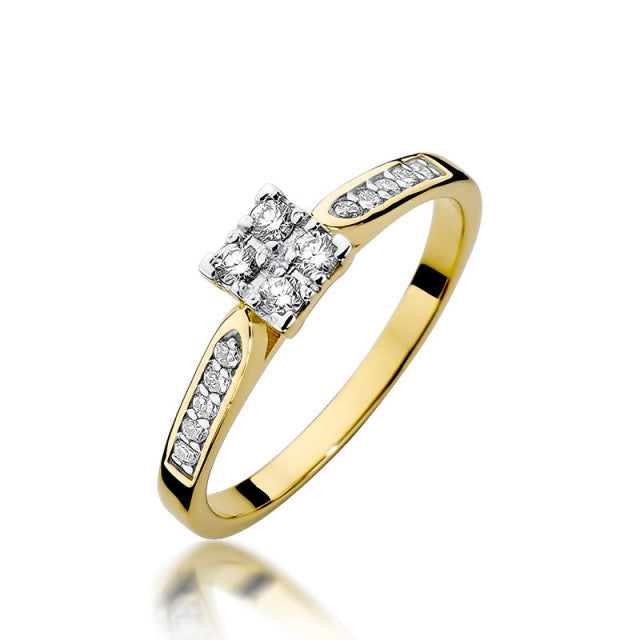 Inel Aur 14K cu Diamante Naturale 0.17 ct — Aur galben