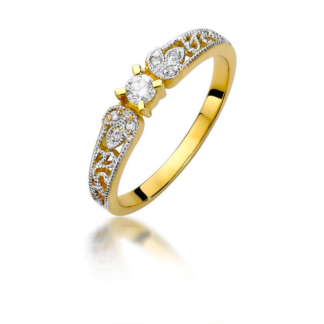 Inel Aur 14K cu Diamante Naturale 0.13 ct — Aur galben