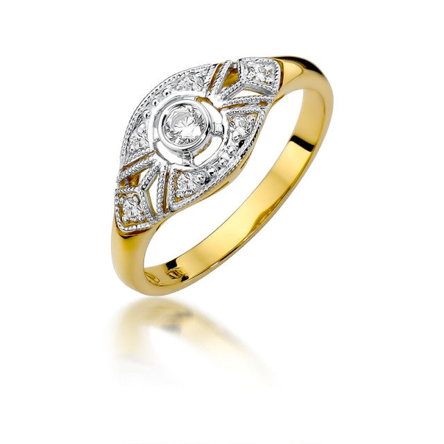 Inel Aur 14K cu Diamante Naturale 0.19 ct — Aur galben