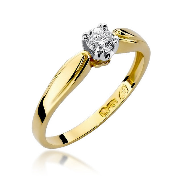 Inel Aur 14K cu Diamant Natural 0.24 ct — Aur galben