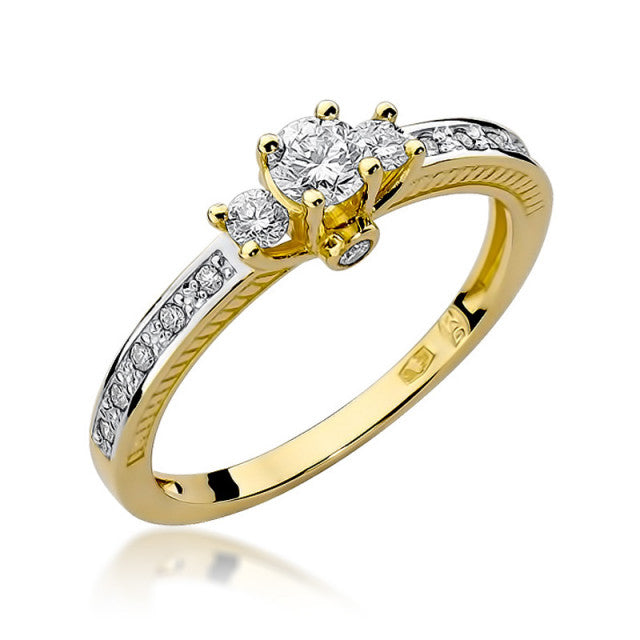 Inel Aur 14K cu Diamante Naturale 0.42 ct — Aur galben