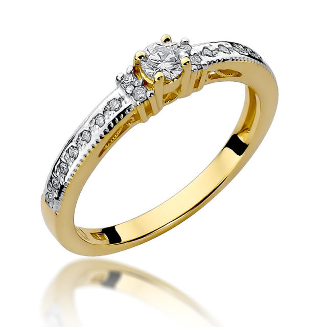 Inel Aur 14K cu Diamante Naturale 0.23 ct — Aur galben