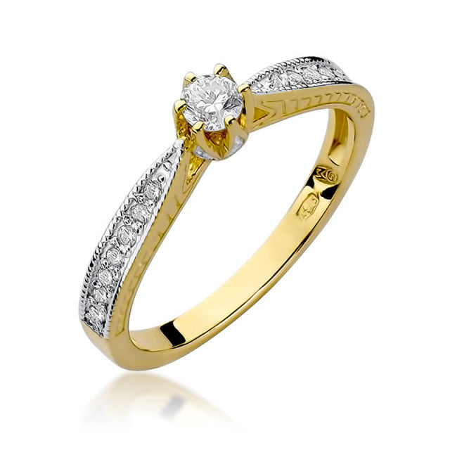 Inel Aur 14K cu Diamante Naturale 0.30 ct — Aur galben