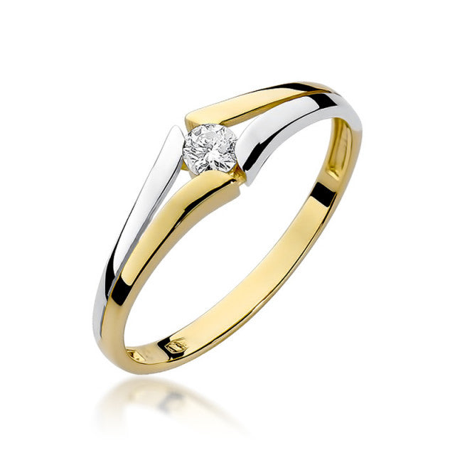 Inel Aur 14K cu Diamant Natural 0.08 ct — Aur galben