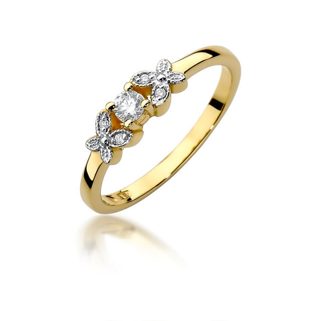 Inel Aur 14K cu Diamante Naturale 0.12 ct — Aur galben