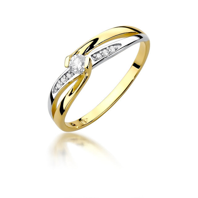 Inel Aur 14K cu Diamante Naturale 0.13 ct — Aur galben