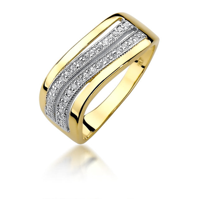 Inel Aur 14K cu Diamante Naturale 0.18 ct — Aur galben