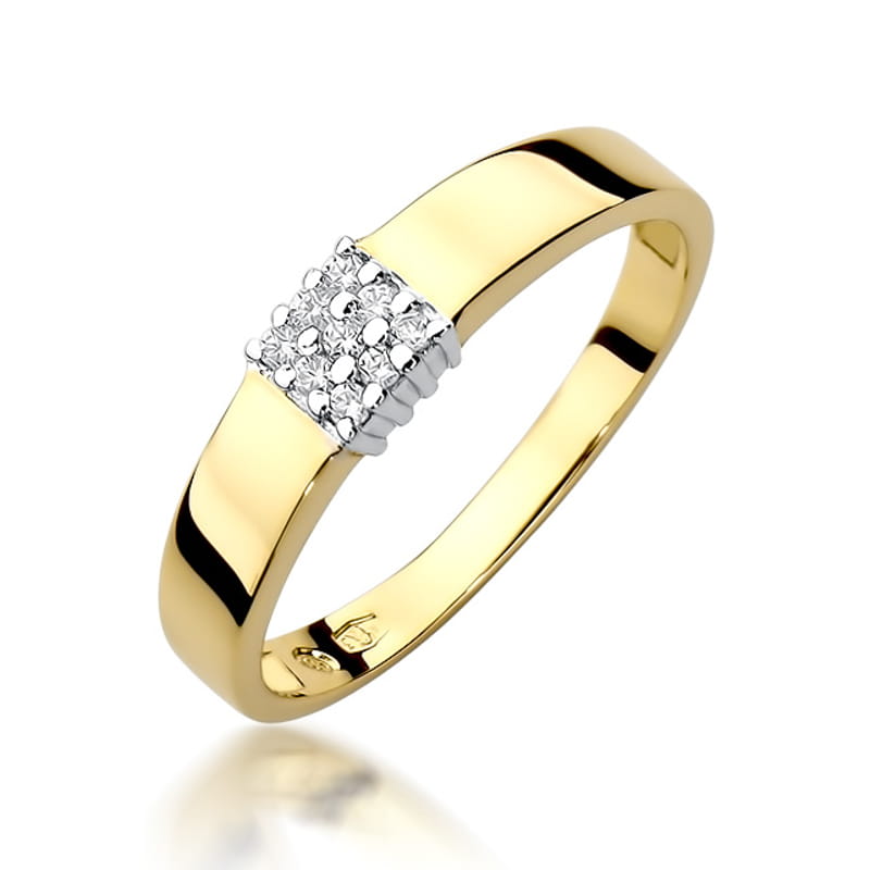 Inel Aur 14K cu Diamante Naturale 0.08 ct — Aur galben