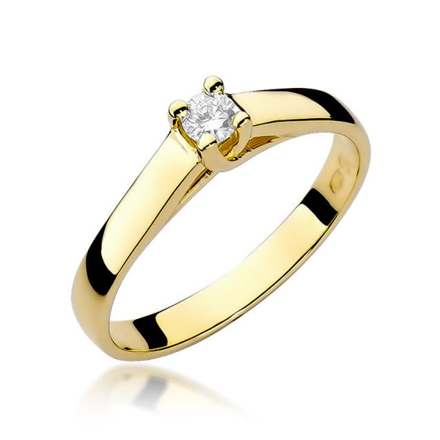 Inel Aur 14K cu Diamant Natural 0.10 ct — Aur galben