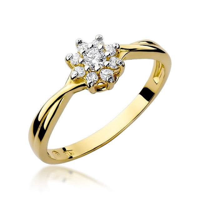 Inel Aur 14K cu Diamante Naturale 0.22 ct — Aur galben