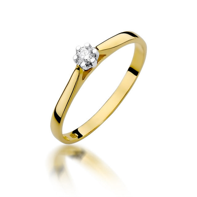 Inel Aur 14K cu Diamant Natural 0.09 ct — Aur galben