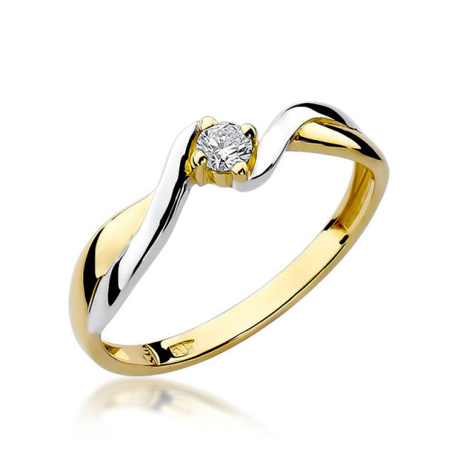Inel Aur 14K cu Diamant Natural 0.08 ct — Aur galben