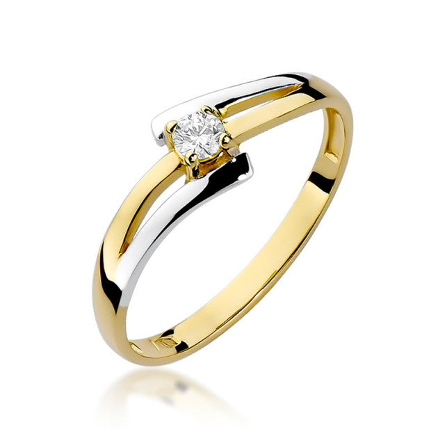 Inel Aur 14K cu Diamant Natural 0.10 ct — Aur galben