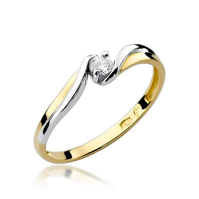 Inel Aur 14K cu Diamant Natural 0.08 ct — Aur galben