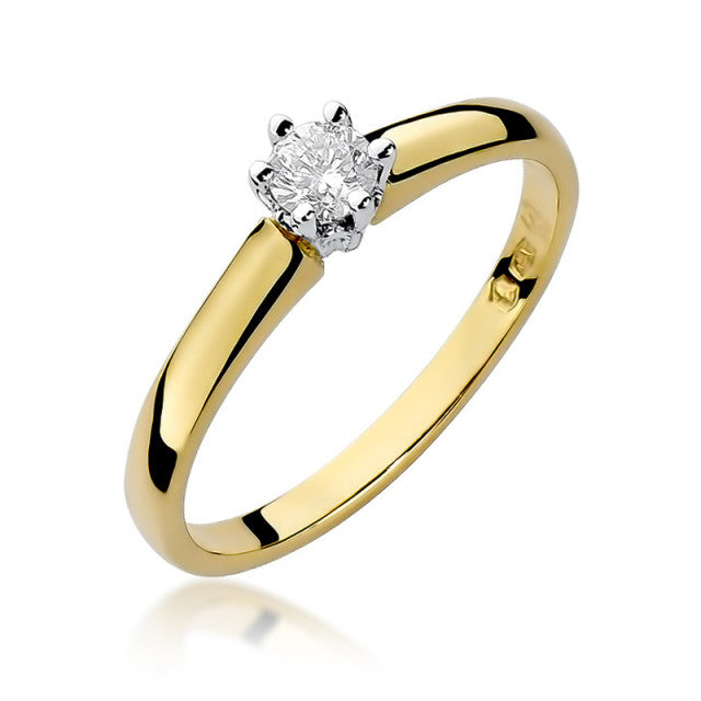 Inel Aur 14K cu Diamant Natural 0.20 ct — Aur galben