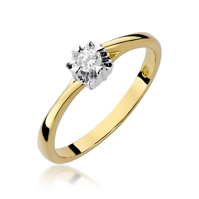 Inel Aur 14K cu Diamant Natural 0.10 ct — Aur galben
