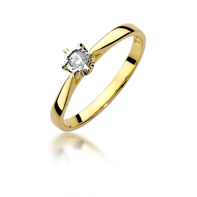 Inel Aur 14K cu Diamant Natural 0.05 ct — Aur galben