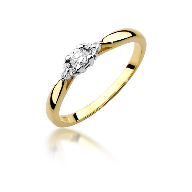 Inel Aur 14K cu Diamante Naturale 0.13 ct — Aur galben