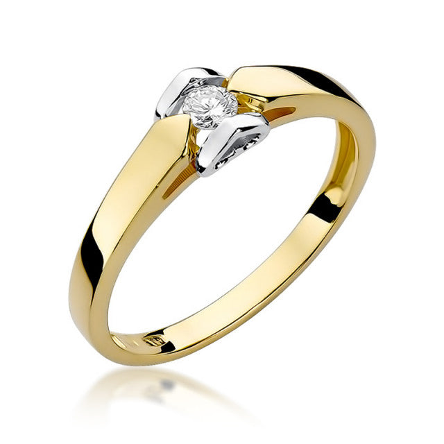 Inel Aur 14K cu Diamant Natural 0.09 ct — Aur galben