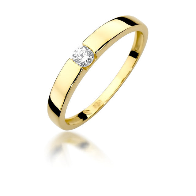 Inel Aur 14K cu Diamant Natural 0.12 ct — Aur galben