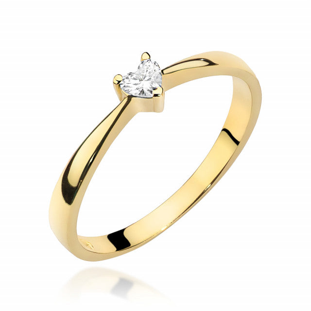 Inel Aur 14K cu Diamant Natural 0.10 ct — Aur galben
