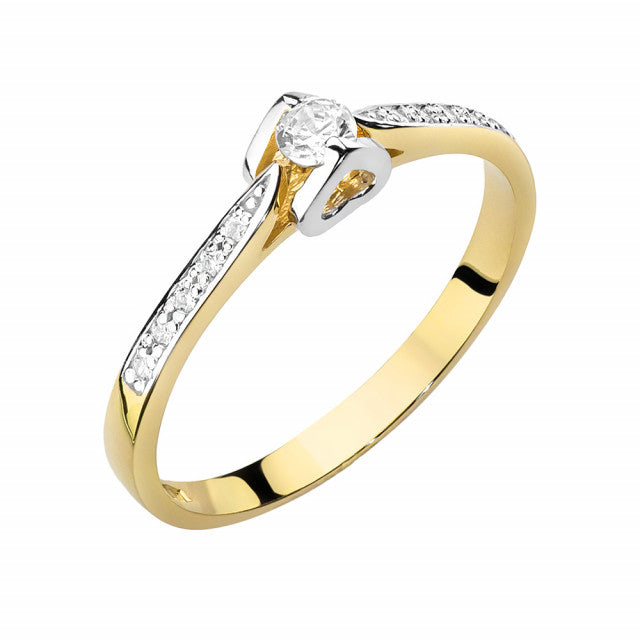 Inel Aur 14K cu Diamante Naturale 0.15 ct — Aur galben