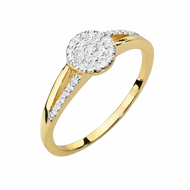 Inel Aur 14K cu Diamante Naturale 0.18 ct — Aur galben