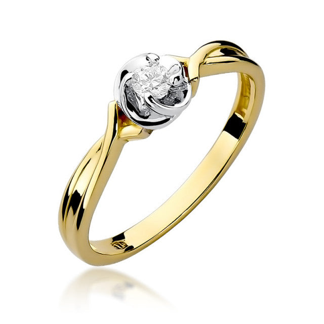 Inel Aur 14K cu Diamant Natural 0.10 ct — Aur galben