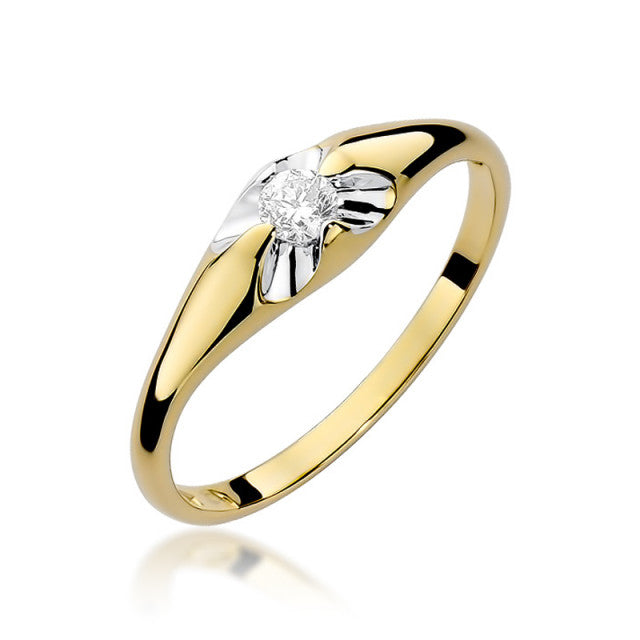 Inel Aur 14K cu Diamant Natural 0.10 ct — Aur galben