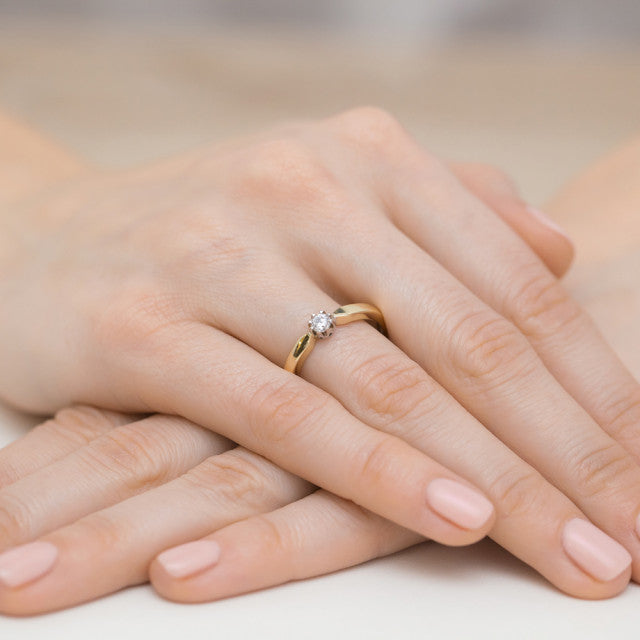 Inel Aur 14K cu Diamant Natural 0.15 ct, imaginea 7 din 11