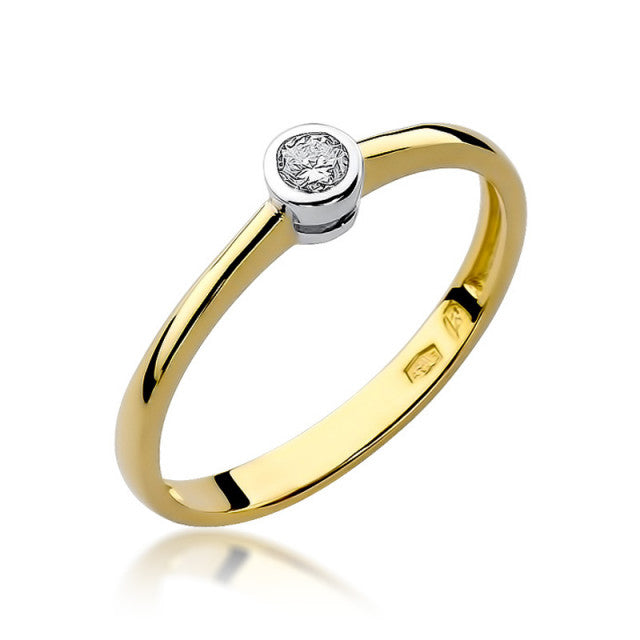 Inel Aur 14K cu Diamant Natural 0.10 ct — Aur galben
