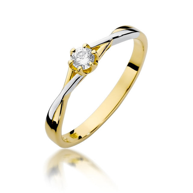 Inel Aur 14K cu Diamant Natural 0.12 ct — Aur galben