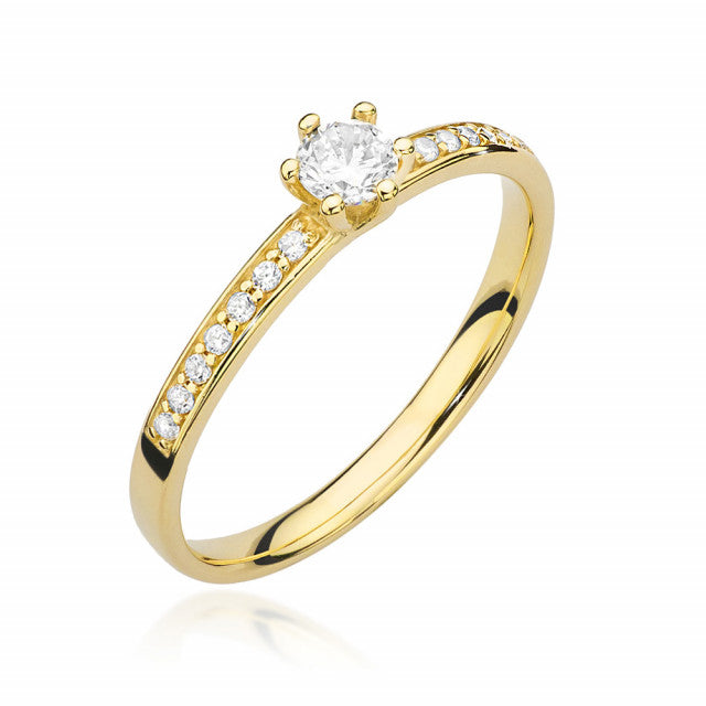 Inel Aur 14K cu Diamante Naturale 0.17 ct — Aur galben