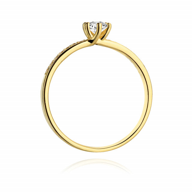 Inel Aur 14K cu Diamante Naturale 0.17 ct, imaginea 3 din 11