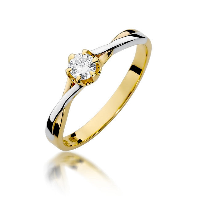 Inel Aur 14K cu Diamant Natural 0.23 ct — Aur galben