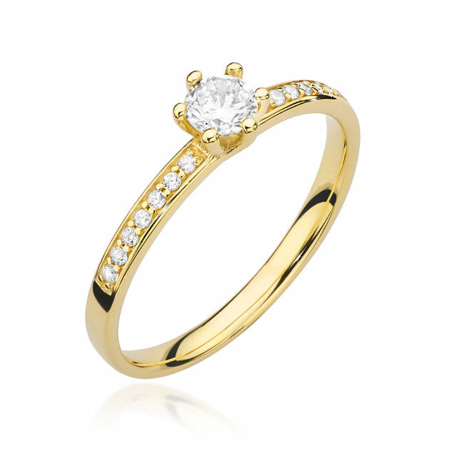 Inel Aur 14K cu Diamante Naturale 0.37 ct — Aur galben
