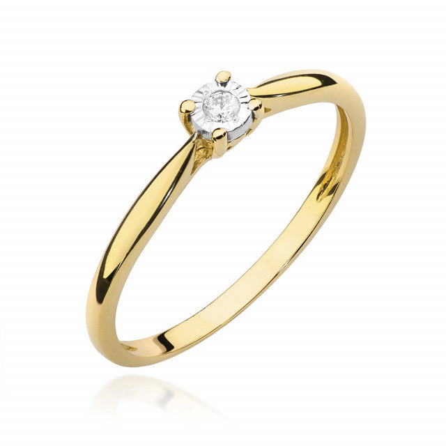 Inel Aur 14K cu Diamant Natural 0.03 ct — Aur galben