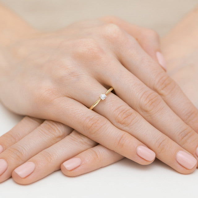 Inel Aur 14K cu Diamant Natural 0.03 ct, imaginea 7 din 11
