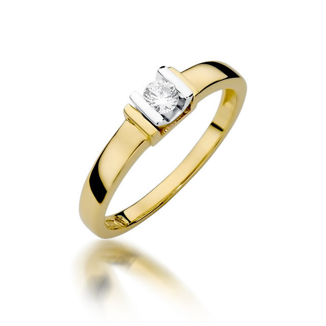 Inel Aur 14K cu Diamant Natural 0.10 ct — Aur galben